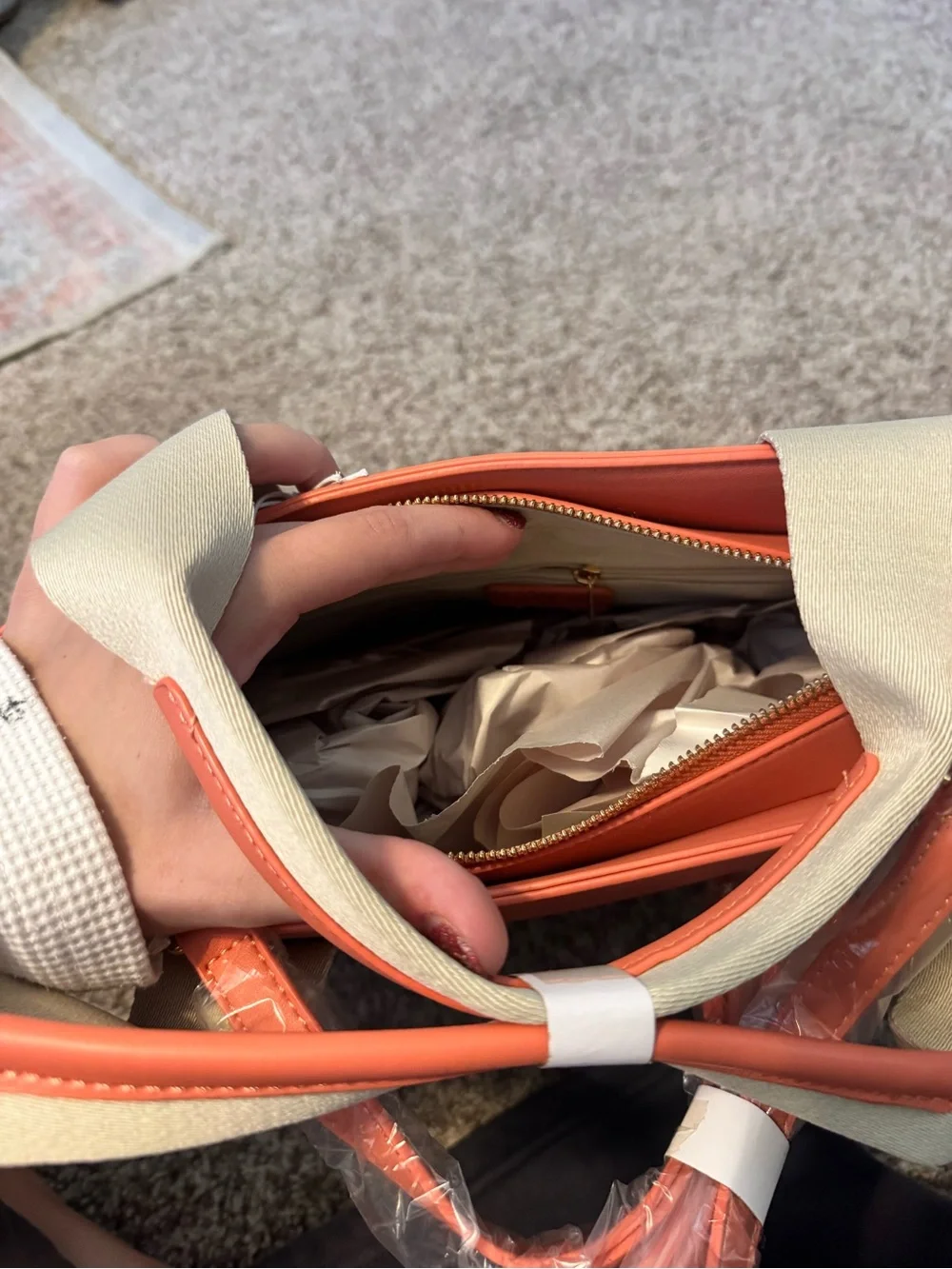 Cavalli Class Coral Orange Top-Handle Satchel with Branded Canvas Straps
